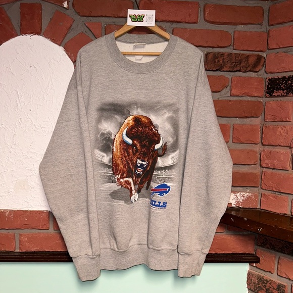 Vintage 2001 Lee Sport Buffalo Bills Charging Buffalo Crewneck Sweatshirt XL - Picture 1 of 5